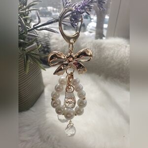 Elegant Gold and Pearl Keychain/ Purse Charm